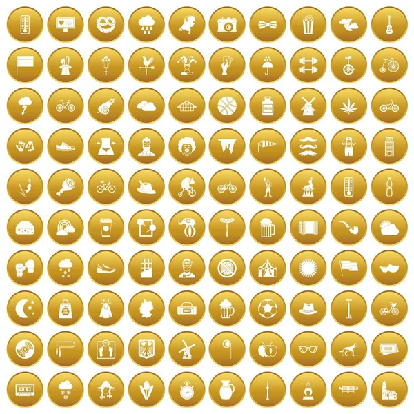 Altın 100 Bisiklet Icons set