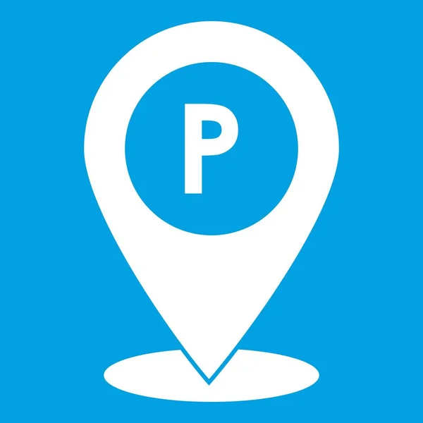 Mapa puntero con el icono de la señal de aparcamiento de coches blanco — Vector de stock
