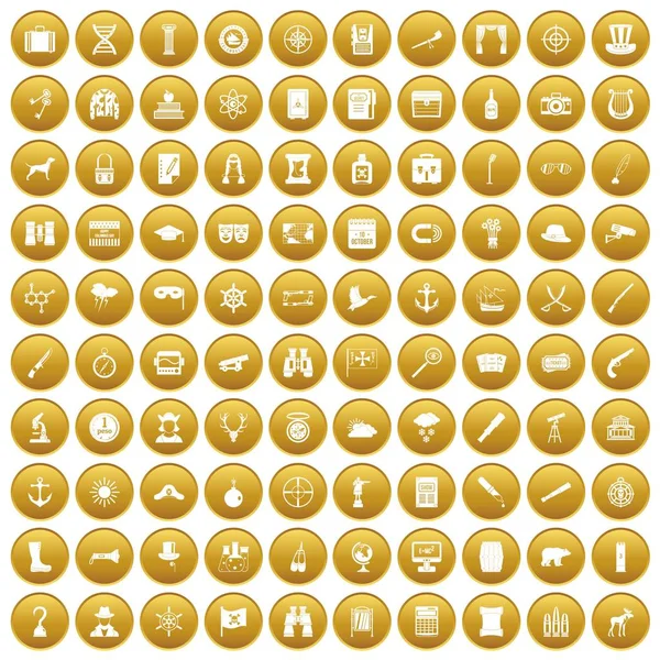 100 icônes jumelles en or — Image vectorielle