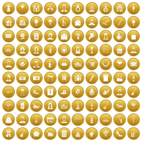 Altın 100 Doğum günü Icons set