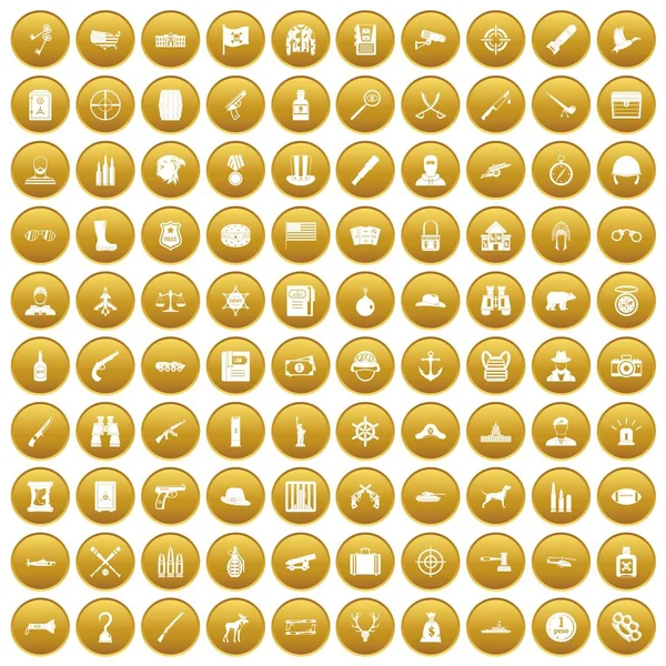 100 kula ikoner anger guld — Stock vektor