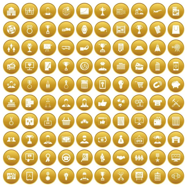 Altın 100 iş kariyer Icons set