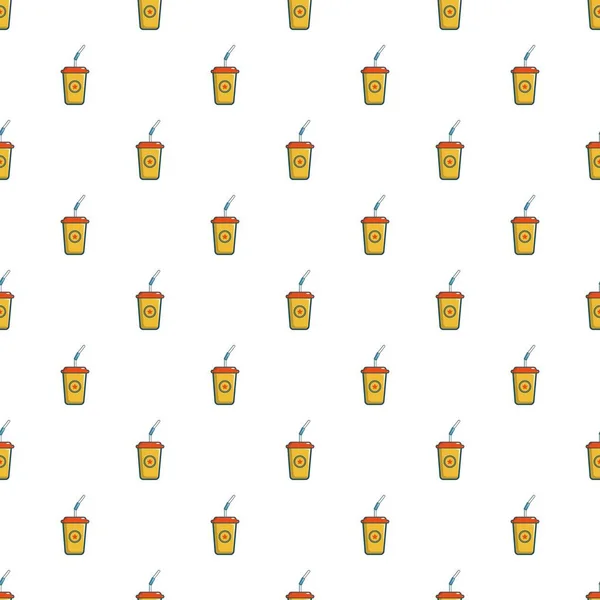 노란색 종이 컵 패턴에 청량 음료 — 스톡 벡터