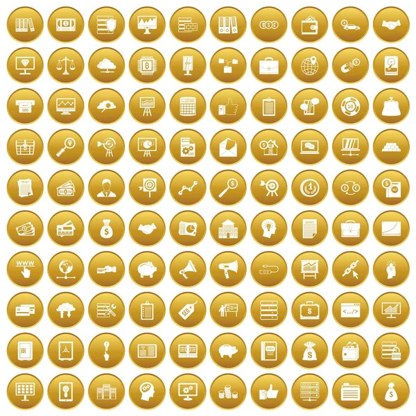 Altın 100 iş süreci Icons set