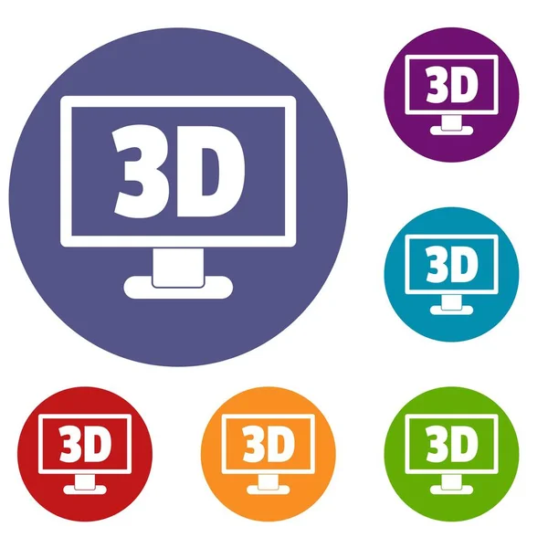 Počítačový monitor s 3d nápis ikony nastavit — Stockový vektor