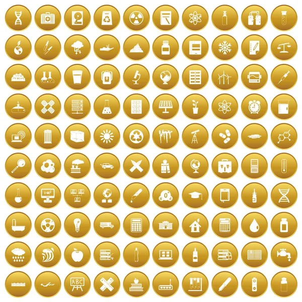 100 kemi ikoner anger guld — Stock vektor