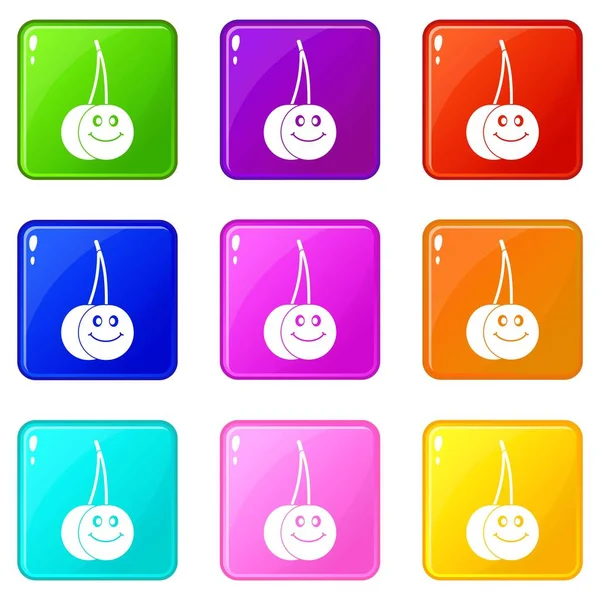 Maturo sorridente ciliegia set 9 — Vettoriale Stock