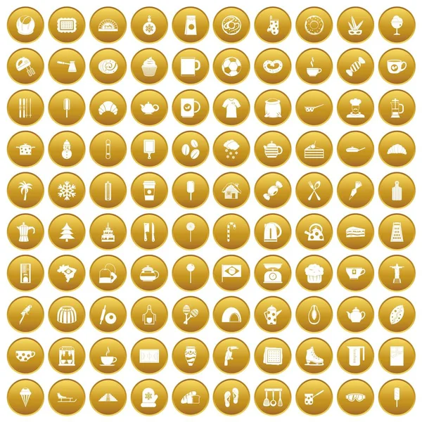 Altın 100 kahve Icons set
