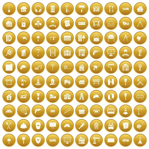 Altın 100 inşaat Icons set