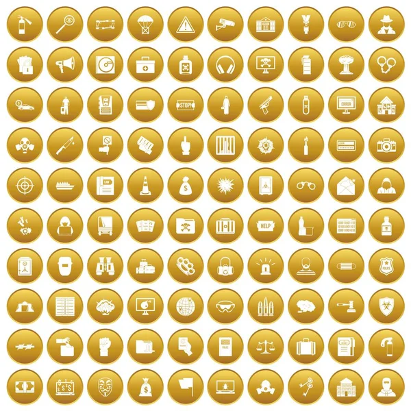 Altın 100 suç Icons set