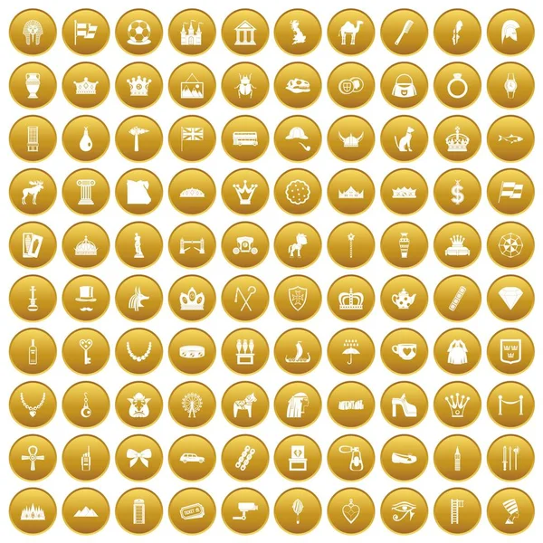 Altın 100 taç Icons set