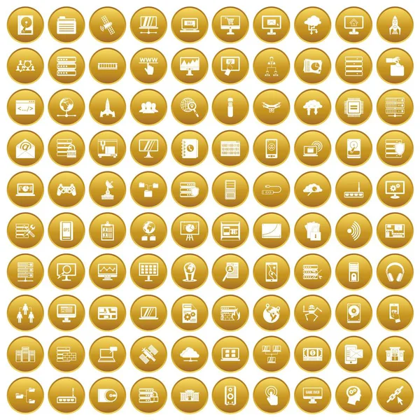 Altın 100 veritabanı ve bulut Icons set