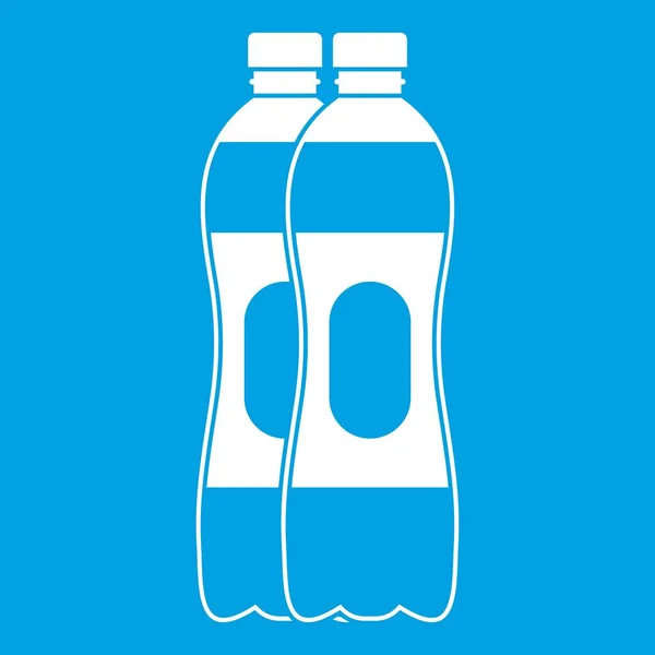 Dua botol plastik ikon putih - Stok Vektor