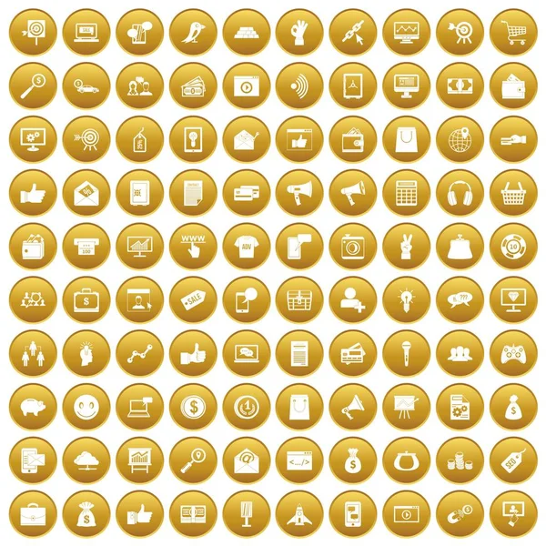 Altın 100 dijital pazarlama Icons set