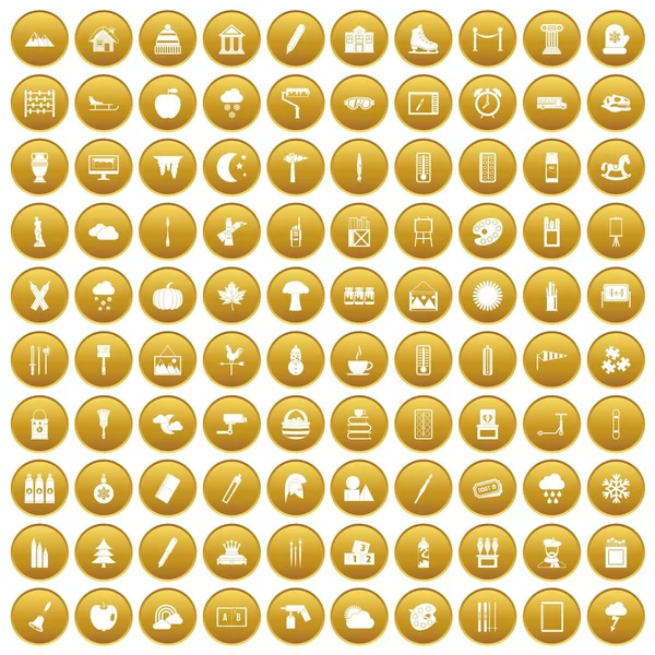 100 Zeichensymbole setzen Gold — Stockvektor