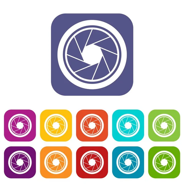 Fotoğrafik objektif Icons set