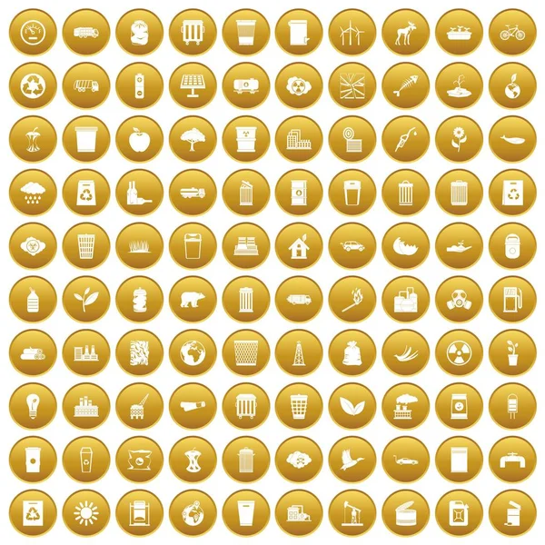 Altın 100 ekoloji Icons set