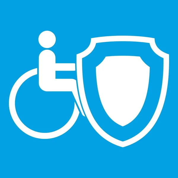 Wheelchair and safety shield icon white — Stock Vector