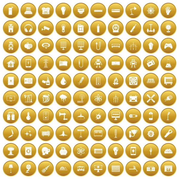 Altın 100 enerji Icons set