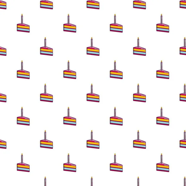 Pièce de gâteau d'anniversaire avec motif de bougie — Image vectorielle