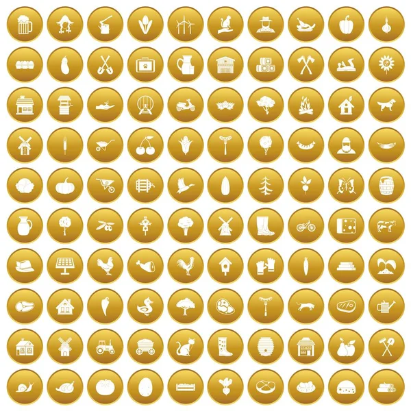 Altın 100 çiftlik Icons set