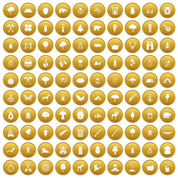 Altın 100 orman Icons set