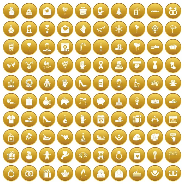 Altın 100 hediye Icons set