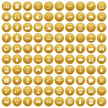 Altın 100 yüksek teknoloji Icons set