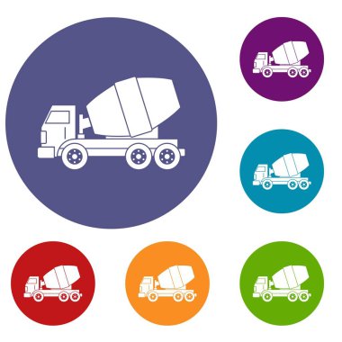 Kamyon Beton Mikser Icons set