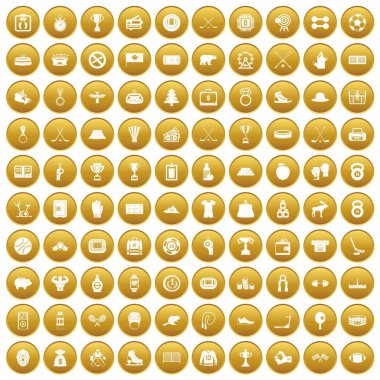 Altın 100 hokey Icons set