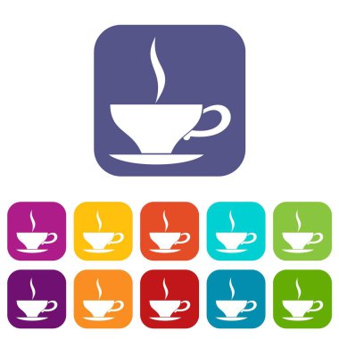 Fincan çay Icons set