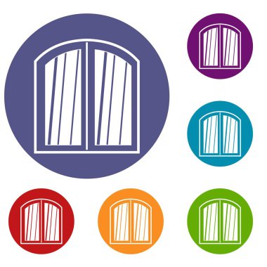 Kemerli beyaz pencere çerçeve Icons set