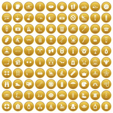 Altın 100 insan sağlığı Icons set