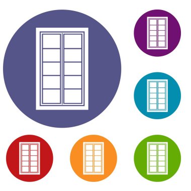 Ahşap kafesli pencere Icons set
