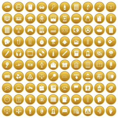 Altın 100 bilgi Icons set
