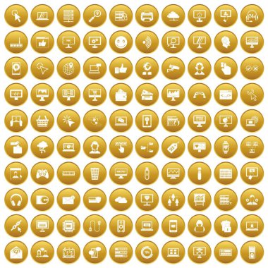 Altın 100 Internet Icons set