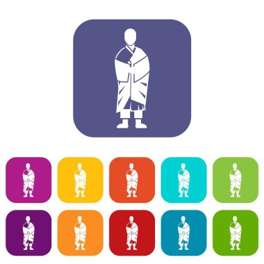 Budist keşiş Icons set