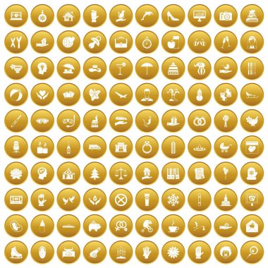 Altın 100 sevinç Icons set