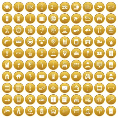 Altın 100 anahtarları Icons set