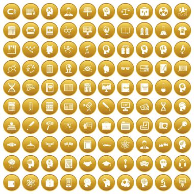 Altın 100 bilgi Icons set