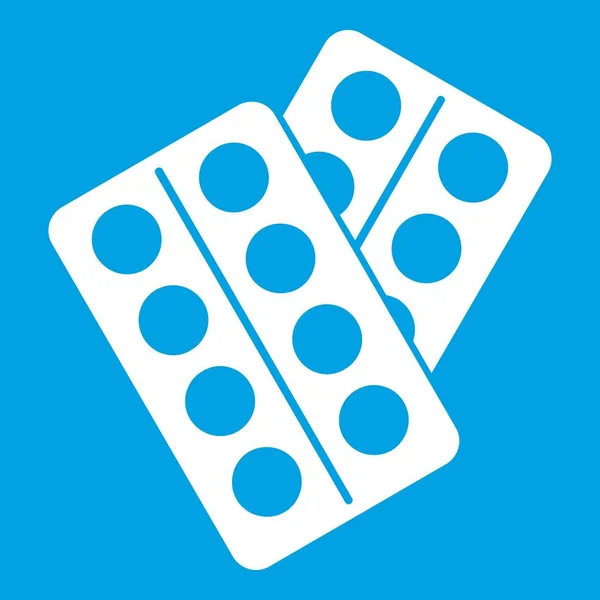 Pillen in pakket pictogram wit — Stockvector