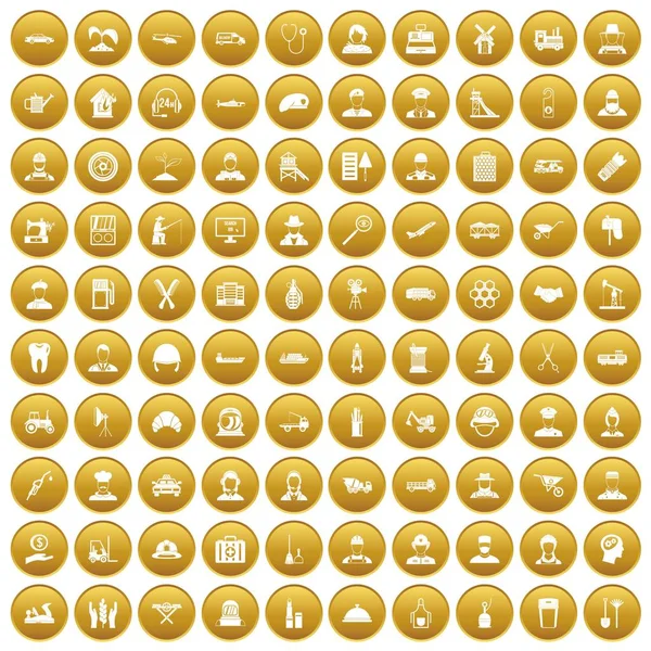 100 icônes d'emploi en or — Image vectorielle