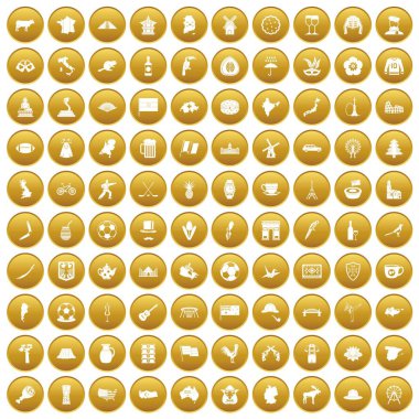 Altın set 100 harita simgeleri