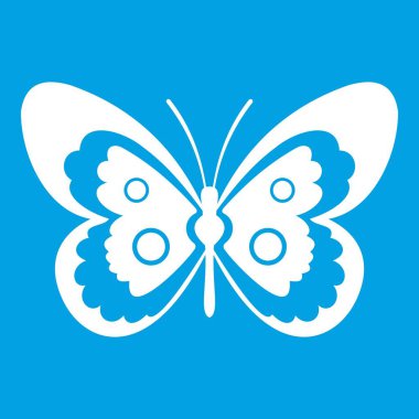 Kelebek simgesi beyaz mavi renkli vektör illüstrasyon izole