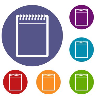 Boş sarmal Not defteri Icons set