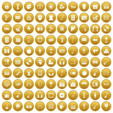 Altın 100 müzik eğitimi Icons set