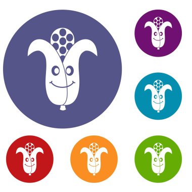 Taze gülümseyen Mısır koçanı Icons set