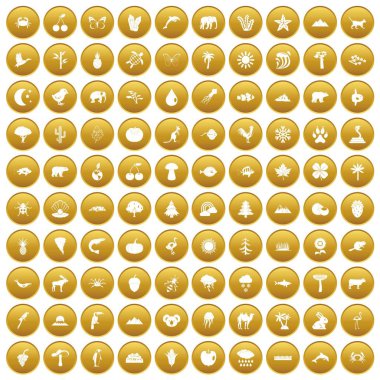 Altın 100 doğa Icons set
