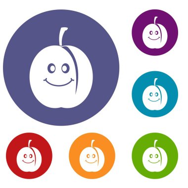 Taze gülümseyen kayısı Icons set