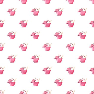 Pembe plaj çantası ve şapka modeli